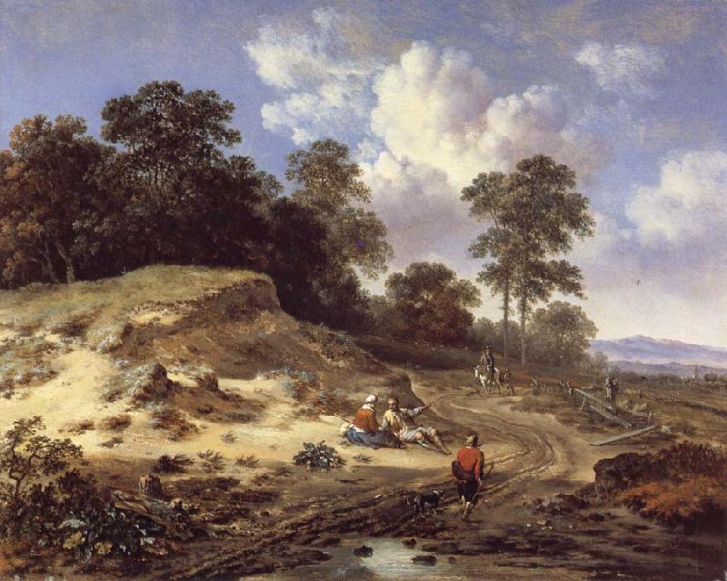 Jan Wijnants A Track by a Dune,with Peasants and a Horseman oil painting picture